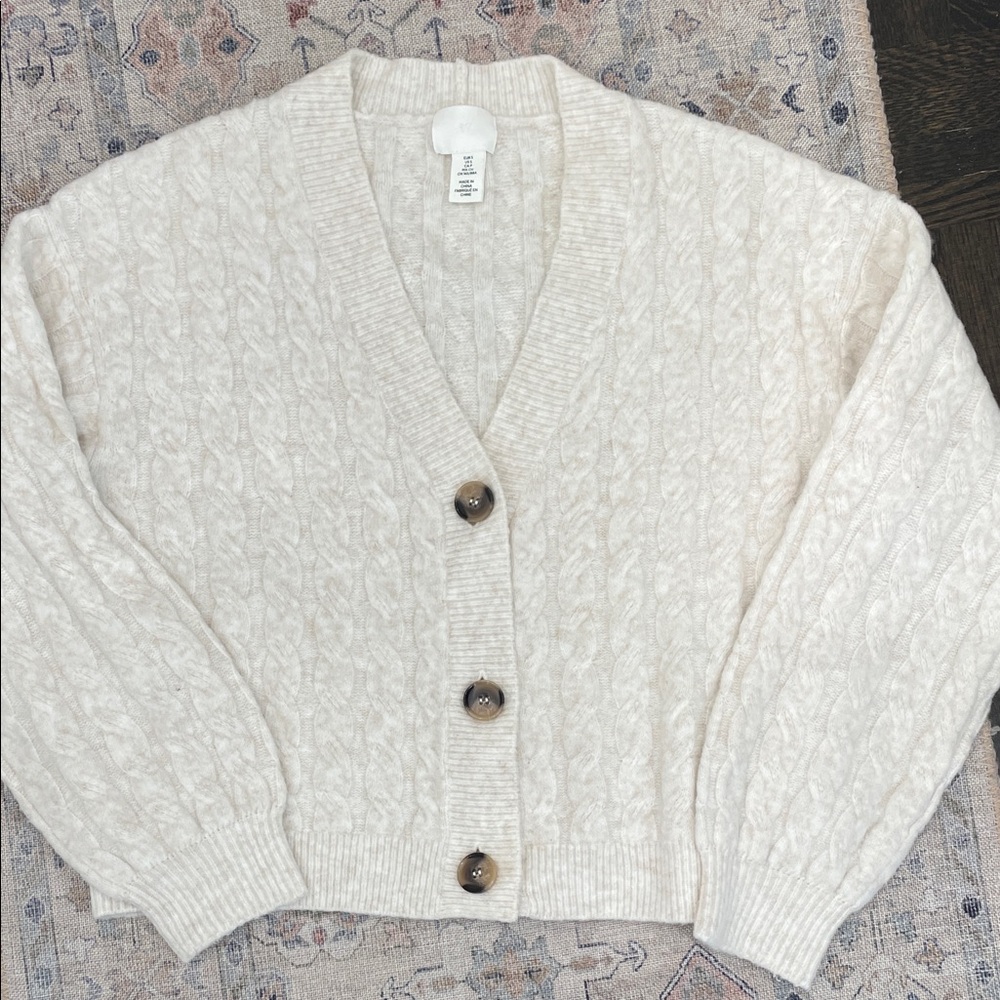 H&M Cozy Cream Cable Knit Cardigan